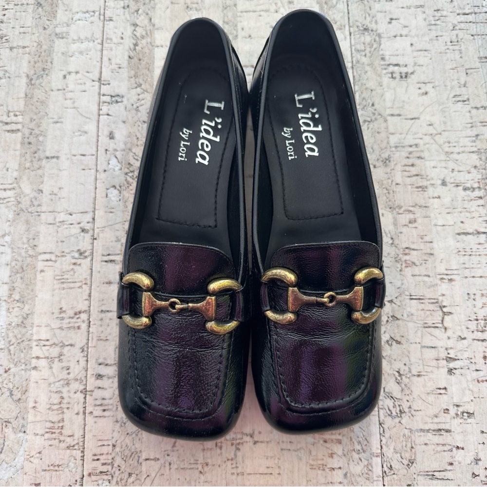 L’idea by Lori. Made in italy patent square toe loafers.